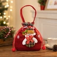 thumbnail image 4 of Festive Gift Bags Reusable Drawstring Gift Sacks with Handle Snowman Holiday Xmas Party Favor Wrapping Bags for Candy Cookies Small Toys Stocking Stuffers, Set of 1, Cloth, 4 of 7