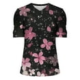 thumbnail image 5 of Txenfivo Womens Summer Floral Top Puff Short Sleeve Shirt for Women Casual Summer Ruffle Sleeve T-Shirts Trendy Summer V-neck Blouse Loose Fit Floral Tees, S-XXXL, 5 of 5
