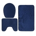 thumbnail image 3 of Juego de 3 alfombrillas de baño con relieve de piedra para tapa de inodoro, alfombrillas absorbentes para bañera, color azul marino, 3 of 14