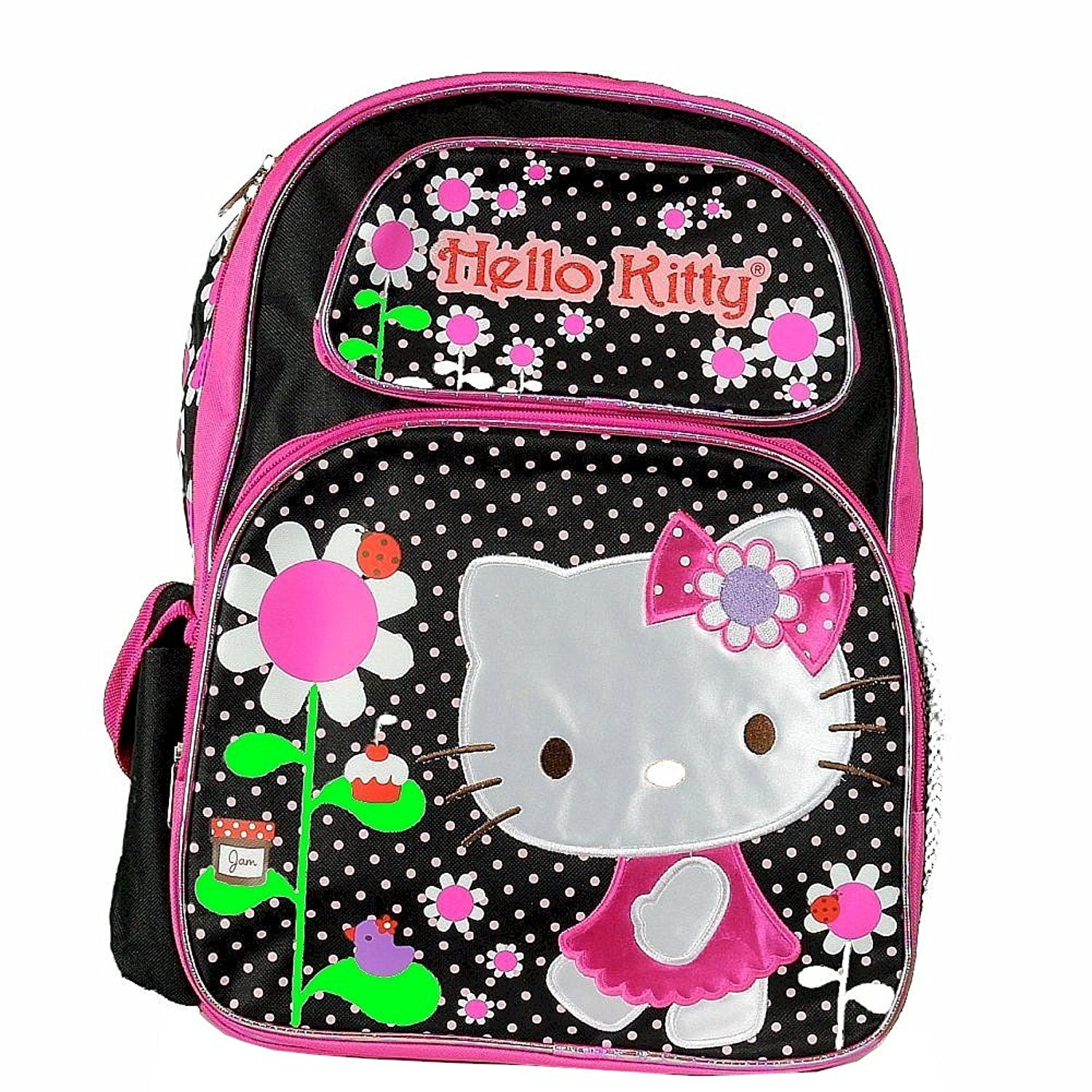 Hello Kitty Flowers Black/Pink Backpack 17 School Bag BP5281
