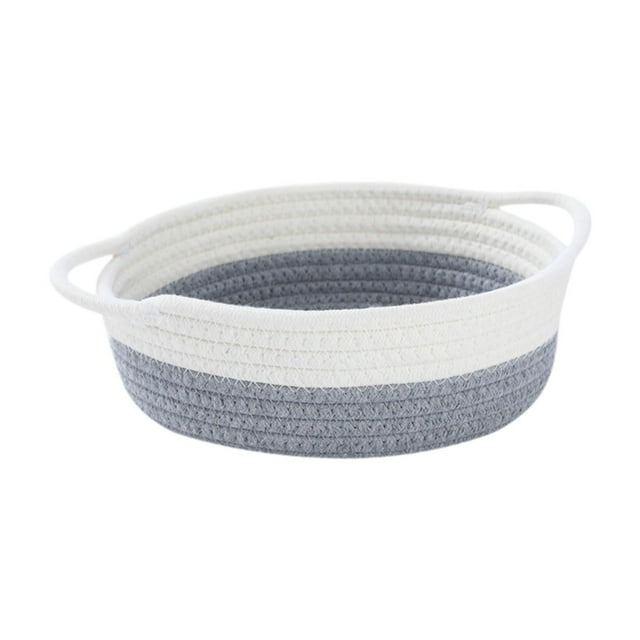 Cesta tejida de cuerda de algodón, cesta de juguetes para perros, organizador de almacenamiento, cesta de regalo para bebé gris claro