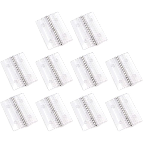 10Pcs Acrylic Plastic Hinges 1.3"x1.8" Clear Tranparent Small Size Hardware with Steel Pole for Wood Box, Jewelry Box, Case, Handicrafts (34x45mm/1.3x1.8inch)