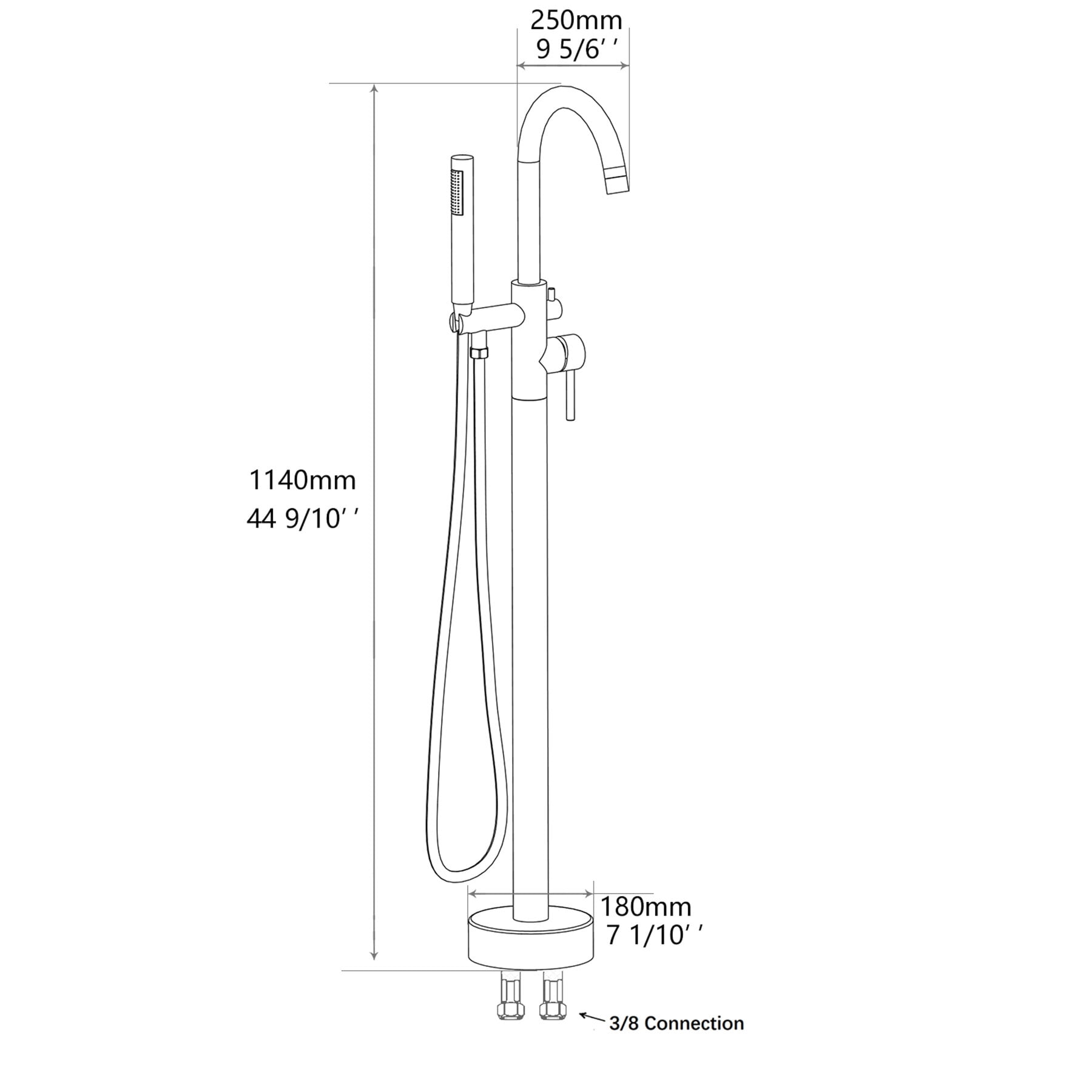 Freestanding Bathtub Faucet, Freestanding Bathtub Faucet with Hand Shower, Matte Black Freestanding Tub Filler,Metal Standalone Tub Faucet, Bath & Faucets Freestanding Tub Faucets