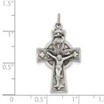 thumbnail image 2 of 925 Sterling Silver Oxidized Satin Irish Crucifix Religious Faith Cross Pendant Necklace 33x18mm Wide Pendant for Women, 2 of 2