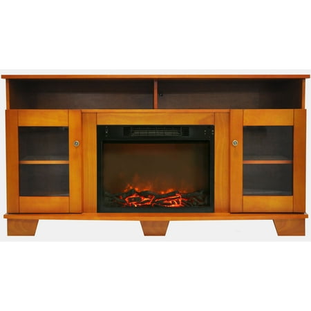 Cambridge Savona Electric Fireplace Heater with 59" Entertainment Stand and Charred Log Display