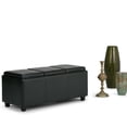thumbnail image 2 of Avalon 42 inch Wide Contemporary Storage Ottoman in Midnight Black Vegan Leather, 2 of 11