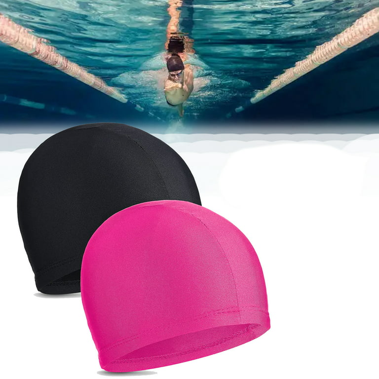 2 Pack Swimming Caps for Men Women Elastic Fabric Ear Protection Long Hair  Swimming Pool Hat Ultrathin Bathing Caps