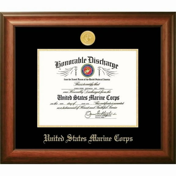 Campus Images MADSW002 8.5 x 11 in. Patriot Frames Marine Discharge Satin Walnut Frame with Gold Medallion