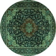 thumbnail image 1 of Ahgly Company Machine Washable Indoor Round Persian Turquoise Blue Traditional Area Rugs, 4' Round, 1 of 4