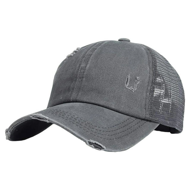 Womens Ponytail Hat Baseball Cap High Messy Bun Ponycap Hats Quick Drying Mesh Hat Visors Grey One Size