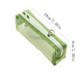 thumbnail image 3 of 1Pc Nylon Mesh Zipper Bags, 7.5" Transparent Makeup Brush Pouch, Portable Cosmetic Bags, Rectangle Pencil Case Organizer for Travel, Lipstick, Earphone, Keys - Green, 3 of 5