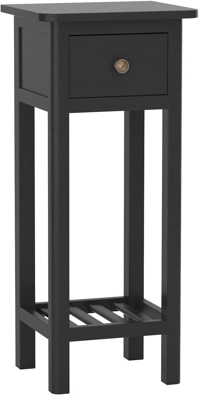 Narrow Side Table, Small End Table for Small Spaces, Farmhouse Acacia
