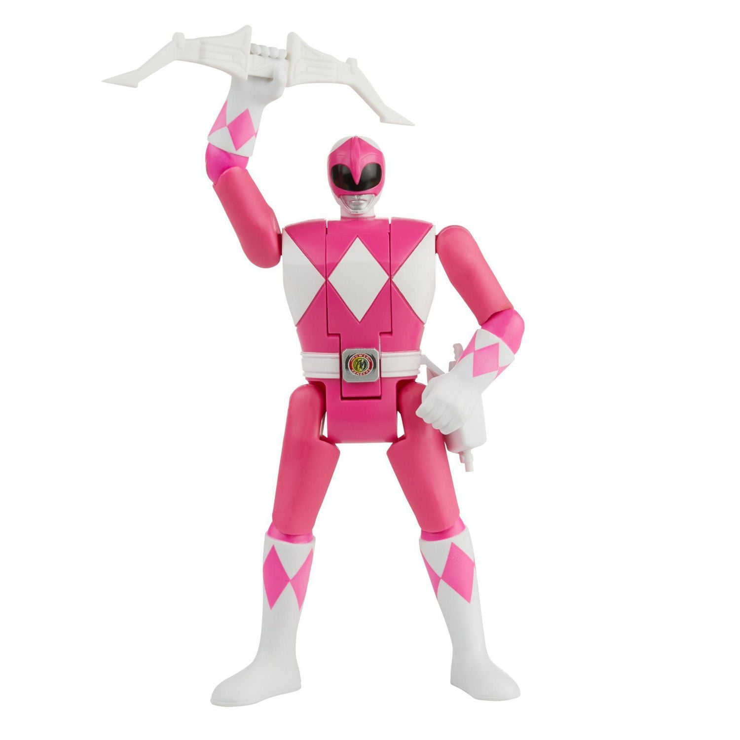Power Rangers Retro-Morphin Pink Ranger Kimberly Fliphead Action Figure Inspired by Classic Mighty Morphin Toy for Kids Ages 4 and Up