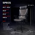 thumbnail image 3 of RESPAWN SPECTER Ergonomic Office Chair with Lumbar Support, Headrest, Adjustable Arms - Comfy Breathable Mesh Computer Desk Seat for Home Office, High Back Reclining Gaming Chairs for Adults - Gray, 3 of 7