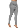 thumbnail image 6 of VSSSJ Women's Fake Two Piece Pants Slim Fit Solid Color Elastic Waist Double Side Velvet Wrap-Around Skirt Leggings Casual Fashionable Workout Trousers Gray L, 6 of 7