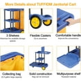 thumbnail image 2 of TUFFIOM  Traditional Cleaning Janitorial 3-Shelf Cart, 500 Lbs Capacity Housekeeping Cart, 42.5" L x 18.7" W x 37.6" H, Wheeled with 22 Gallon Yellow Vinyl Bag and Cover w lid, Blue, 2 of 18