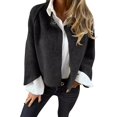 thumbnail image 2 of Women's Winter Jacket - Round Neck Thick Fleece, Open Stitch Short Type Cardigan, Warm Windproof Coat, 2 of 8