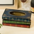 thumbnail image 3 of JLFNYA Tissue Box,Retro Wooden Antique Book Tissue Box Cover Rectangular Tissue Holder ,Paper Cover Case Napkin Holder Home Decor for Bathroom Living Room Office Car Kitchen, 3 of 6