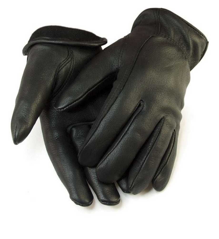 Men's Deerskin Luxury Leather glove Winter Mitt Black Heavy Lined Fleece 