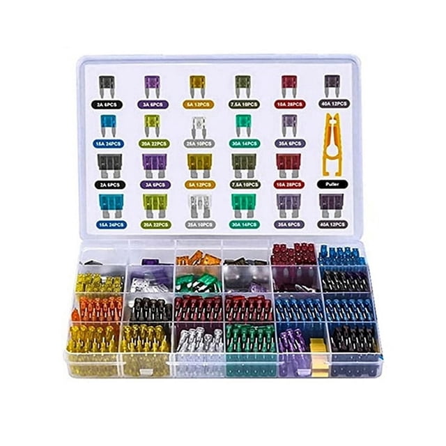 Kit Surtido de 300 Fusibles de Cuchilla para Automóvil, Fusibles Medianos y Pequeños para Automóvil, Camión, Motocicleta, Circuito Mixto con Caja