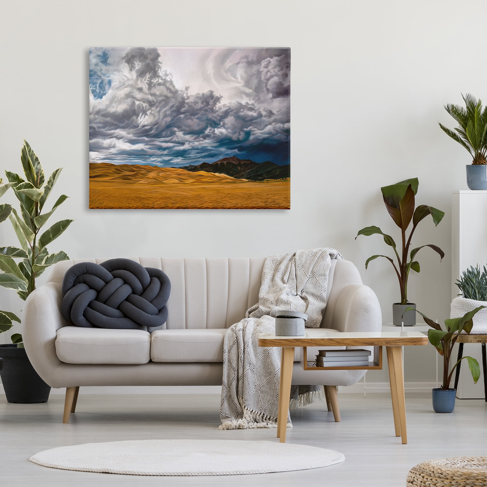 Stupell Industries Cloudy Sand Dunes Landscape Painting Gallery Wrapped Canvas Art Print Wall Art, 48 x 36