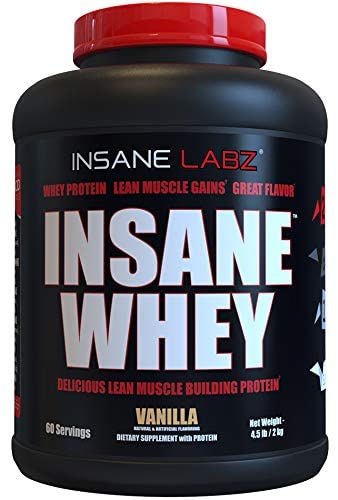 Insane Labz Insane Whey,100% Muscle Building Whey Isolate Protein,Post Workout, BCAA Amino Profile,Mass Gainer,Meal Replacement,Kosher and Halal
