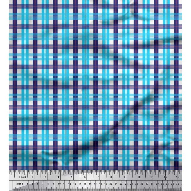 Soimoi Moss Georgette Fabric Gingham Check Print Fabric by the Yard 42 Inch Wide
