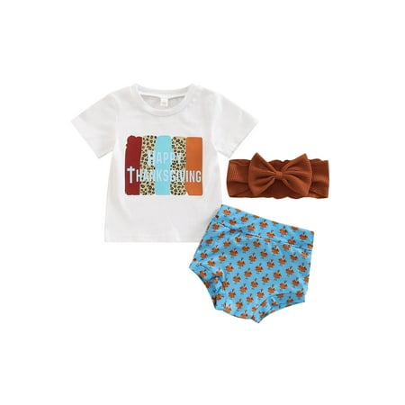 

Baby Girls Leopard Letter Print T-shirt + Shorts + Bow Headband