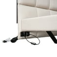 thumbnail image 5 of Euroco Upholstery Full Size Platform Bed with LED Light and USB Charging Station, Beige, 5 of 14