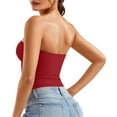 thumbnail image 3 of EliteGoogv Women Tube Tops Strapless Bandeau Tops Slim Fit Summer Y2K Tank Tops Casual Casual Crop Top Bandeau Tanks Sleeveless Shirts Red XS, 3 of 5