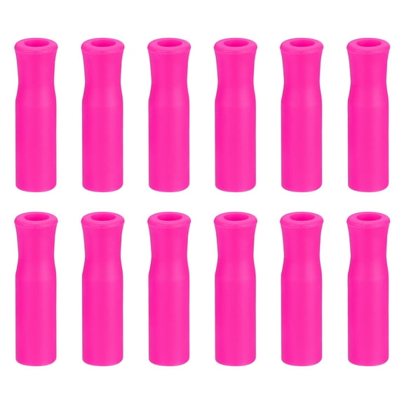 12pack Silicone Straw Tips, Soft Reusable Straws Tips Fit for 1/3 Inch(8mm) OD Stainless Steel Straws, Pink