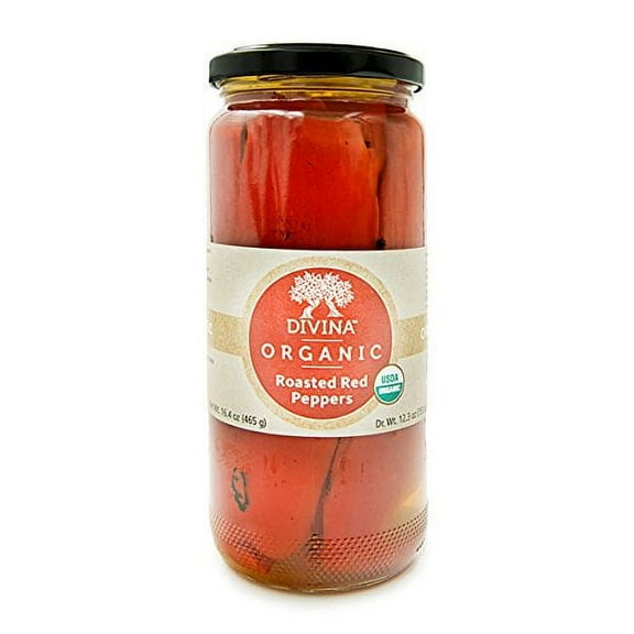 Divina, Organic Fire Roasted Sweet Peppers - Case of 6 - 16.2 OZ