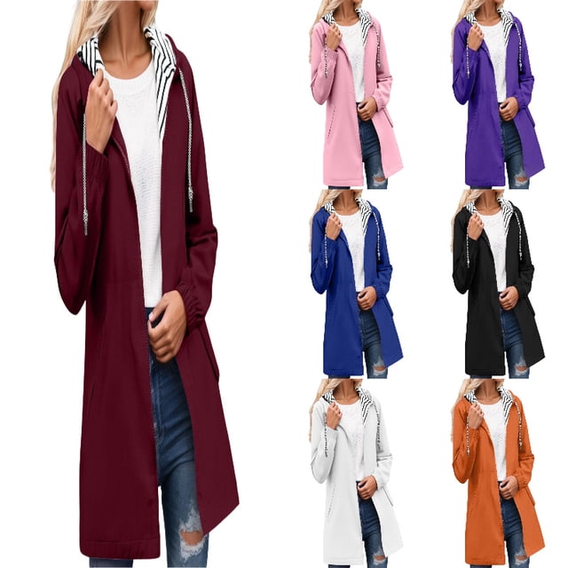 DGMIOCS Womens Rain Jacket With Hood Waterproof Windbreaker 2026 Fall Lightweight Zip Up Lined Raincoat with Pockets Wine XL