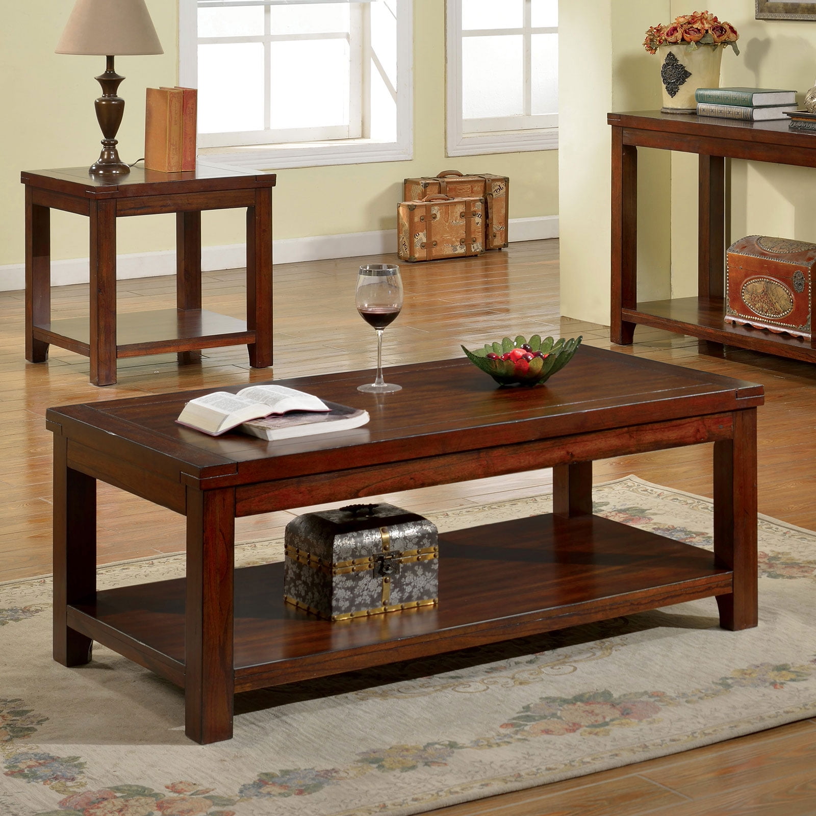 Dark Cherry Wood Living Room Furniture Baci Living Room