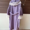 thumbnail image 5 of Hrsba Fleece Womens Robe Lace Trim Fashion Soft Long Robe, 5 of 7