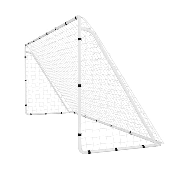 KFFKFF 12 x 6 FT Soccer Goal for Backyard with Sturdy Iron Frame and Durable PE Net, Portable Design, Includes Ground Stakes and Straps, Ideal for Outdoor Practice and Training for Youth and Adults