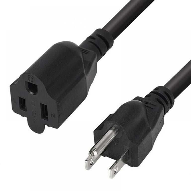 5 Feet Extension Cord Waterproof Deep Black 18 AWG 3 Prong, Flexible Long  Wires Perfect for Home or Office Use 