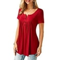 thumbnail image 5 of Sinhoon Womens Summer Short Sleeve Blouse Shirt Tops Casual Loose Plain Tunic T Shirt Plus Size, 5 of 5