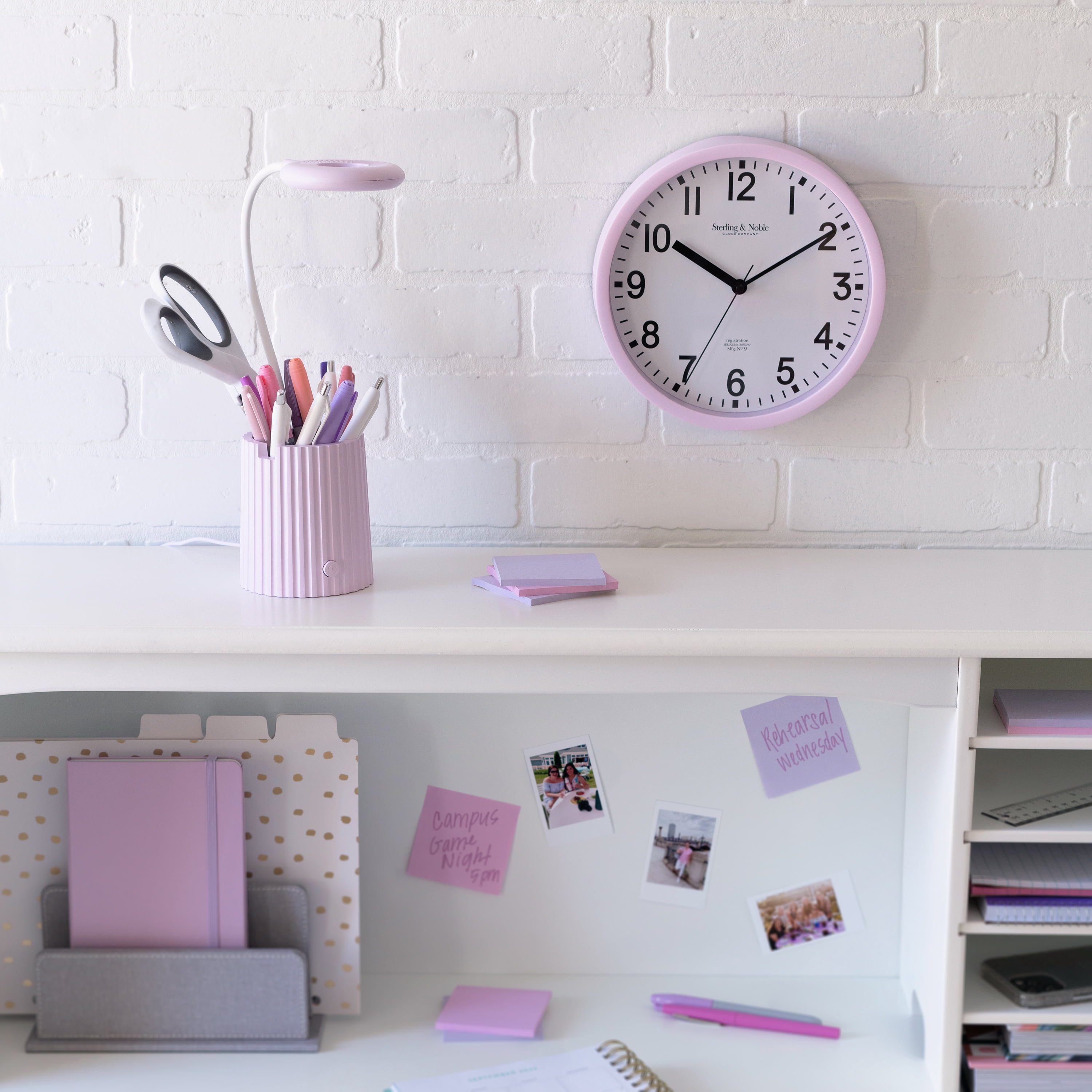 Mainstays Basic Indoor 8.78" Lavender Analog Round Modern Wall Clock