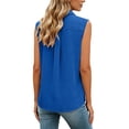 thumbnail image 5 of BRGZLK Women's Sleeveless Shirts Summer Fashion Solid Color Linen Button Down Lightweight Breathable Comfy Dressy Casual Loose Fit Office Tank Tops Blue XL, 5 of 5