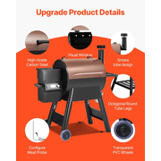 Wood Pellet Grill Smoker, 575 Sq In BBQ Grill, Electric Smoker w/ LCD Controller & Meat Probe, 8-in-1 Outdoor Cooking, 500°F, Black