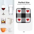 thumbnail image 6 of Rateoe Heart Black Buffalo Plaid Gingham Drawing Drink Coasters Set of 4 Leather Coasters Spill Protection for Table Desk,Durable and Non Slip Leather Coaster ,4 Inches Drink Mats-Square, 6 of 6