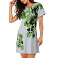 thumbnail image 2 of Fuzoiu Watercolor Green Leaves Print Women Nightgowns, Soft Comfy Lightweight Short Sleeves Sleepwear,Crew Neck Loungewear, 2 of 6