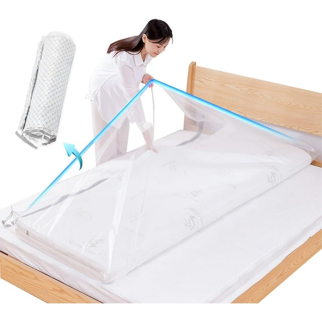 Grands Sacs de Rangement sous Vide pour Matelas, Vêtements, Imperméables, Refermables, Réutilisables, Économiseurs d'Espace, Compressent le Matelas de 80 %, Sans Pompe à Vide