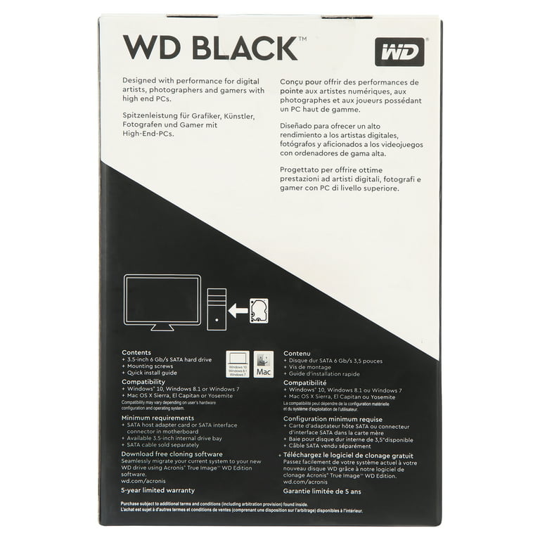 Western Digital Disque Dur Interne SATA HDD 3.5 Pour PC Gamer