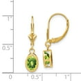thumbnail image 2 of Real 14kt Yellow Gold 7x5mm Oval Peridot Leverback Earrings; for Adults and Teens; for Women and Men, 2 of 2