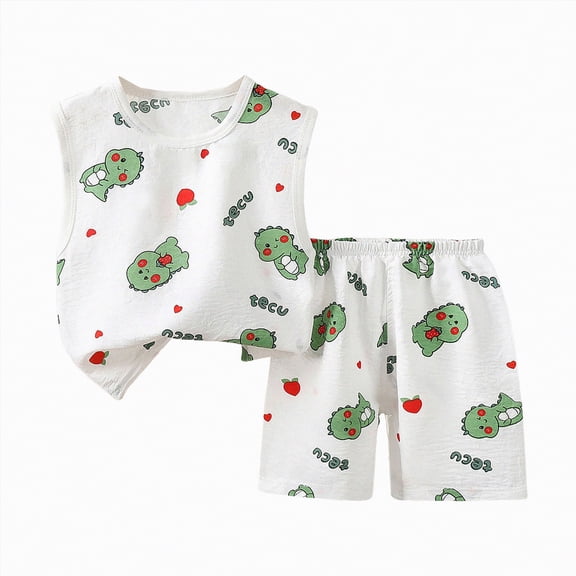 TOWED22 Toddler Baby Boy Summer Outfits Sleeveless Color Block Tank Top Soft Shorts 2-Piece Set Green,6-12 M