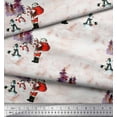 thumbnail image 2 of Soimoi Rayon Fabric Snowman,Santa & Tree Christmas Print Fabric by the Yard 56 Inch Wide, 2 of 3
