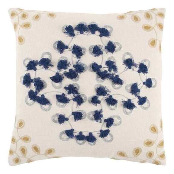 Rizzy Home Medallion 20" x 20" Down Filled Pillow with Cotton Cover-Natural