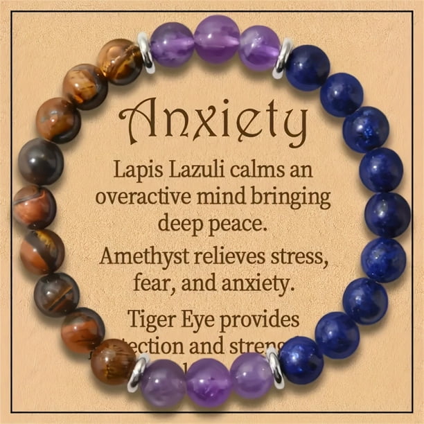 amatista lazuli ojo de tigre pulsera de piedra natural inspirador de cuentas hechas a mano buena suerte joyería ansiedad calmante pulsera elástica para las mujeres los hombres